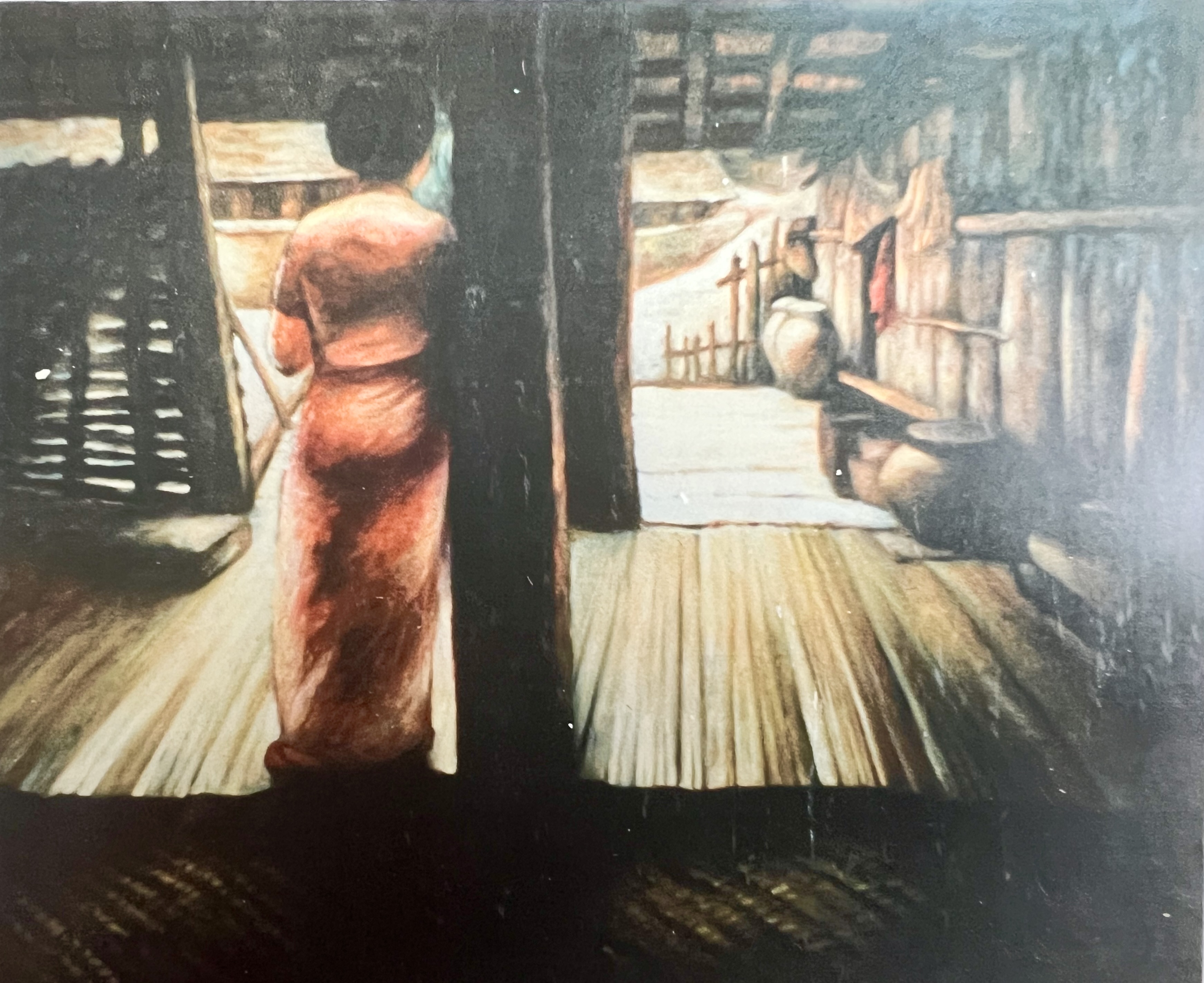 竹樓 Bamboo House - 油画 45×36英寸